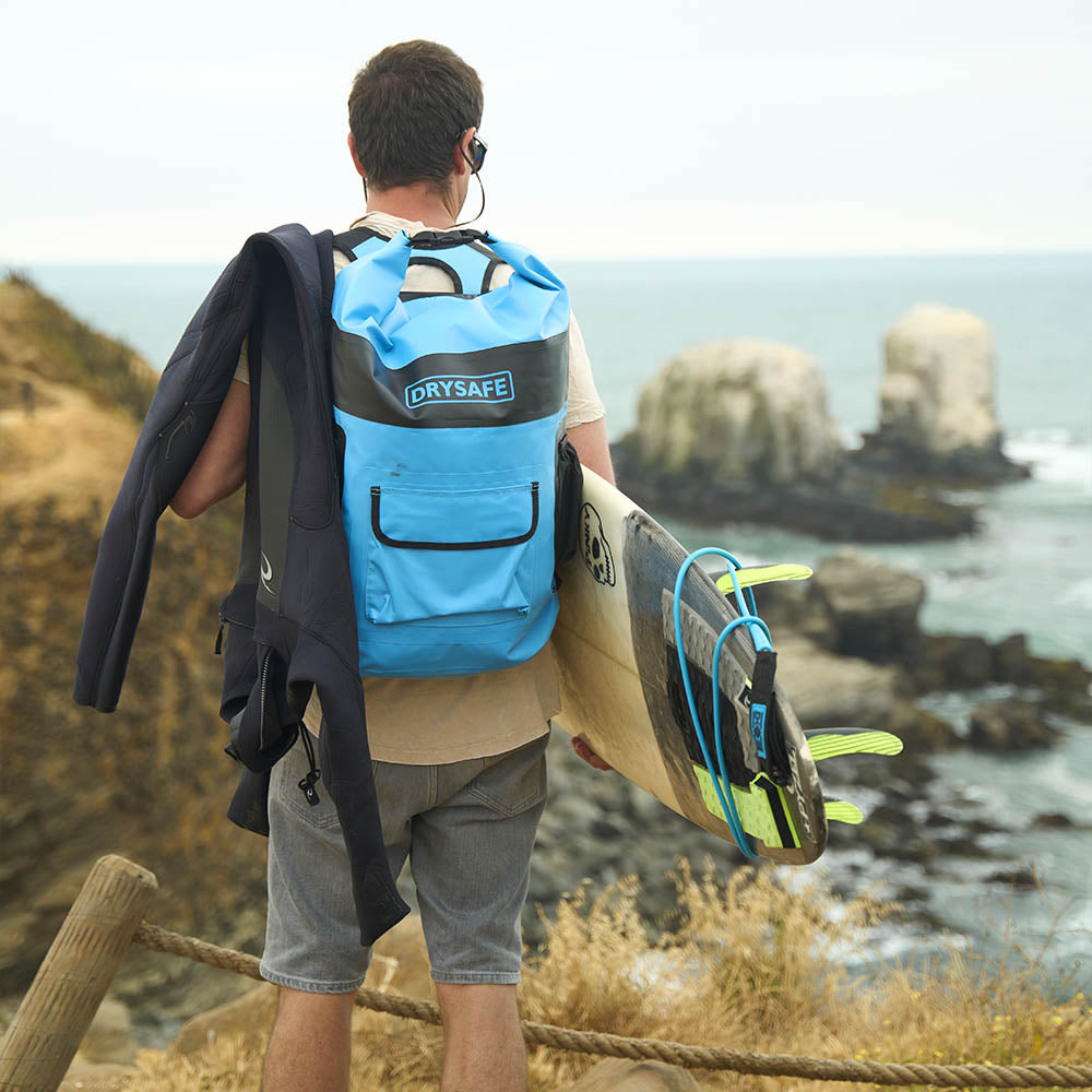 Mochila Outdoor LAFKEN 40 Lts 100% Impermeable DRYSAFE Celeste