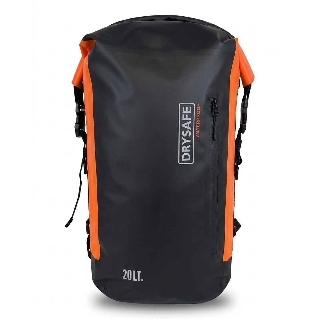Mochila Outdoor Futalefú 20 Lts 100% Impermeable DRYSAFE negro/naranja