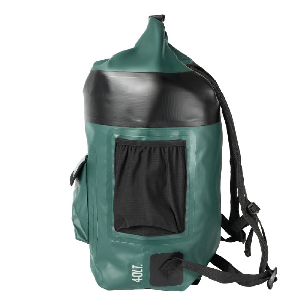 Mochila Outdoor LAFKEN 40 Lts 100% Impermeable DRYSAFE verde petroleo