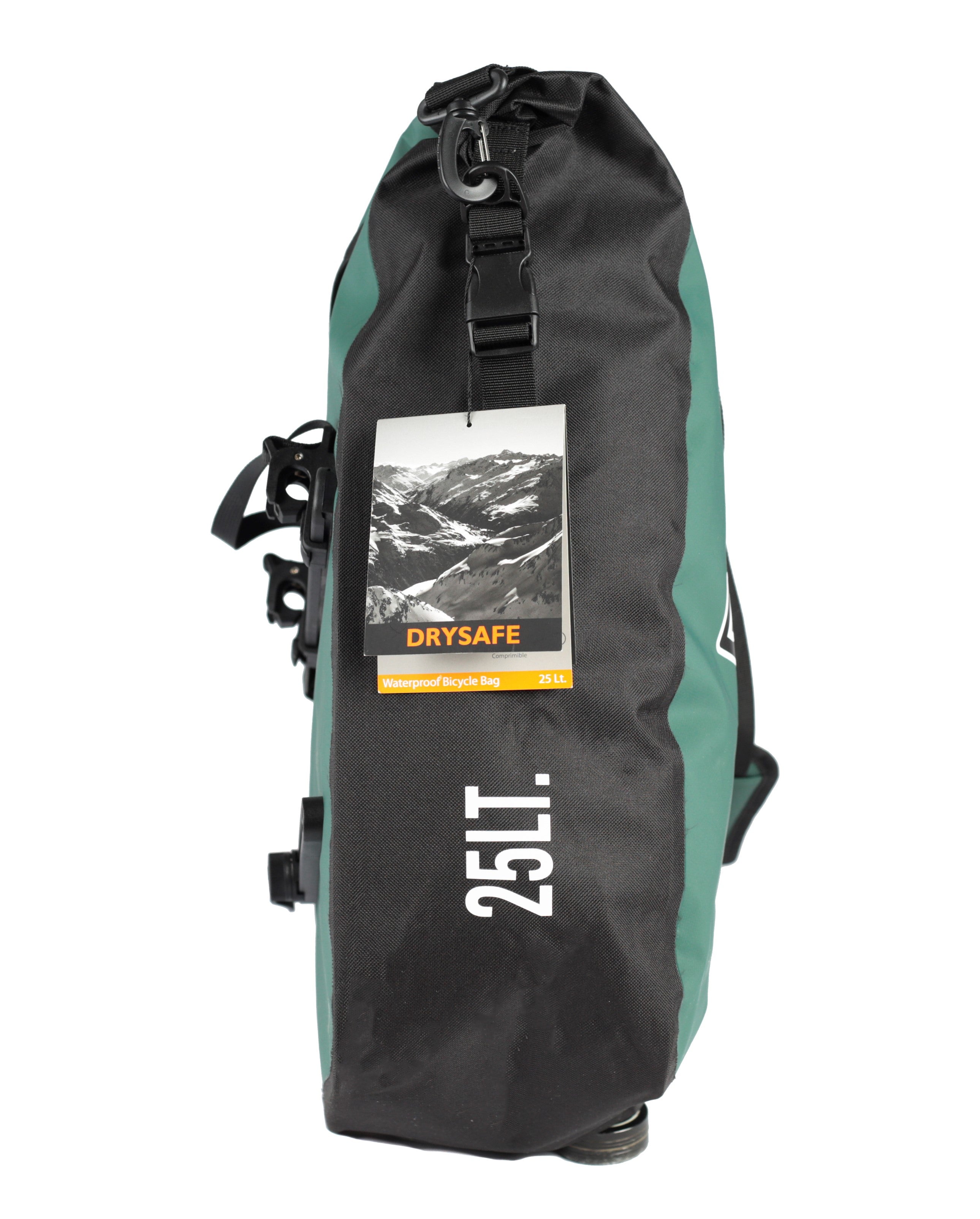 Alforja Bicicleta Outdoor 25 Lts Impermeable DRYSAFE Verde Petróleo
