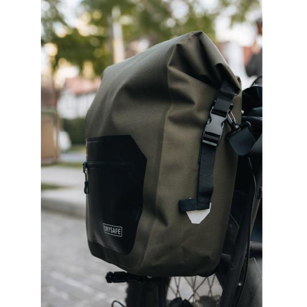 Alforja Bicicleta Outdoor 25 Lts Impermeable DRYSAFE Verde Oliva