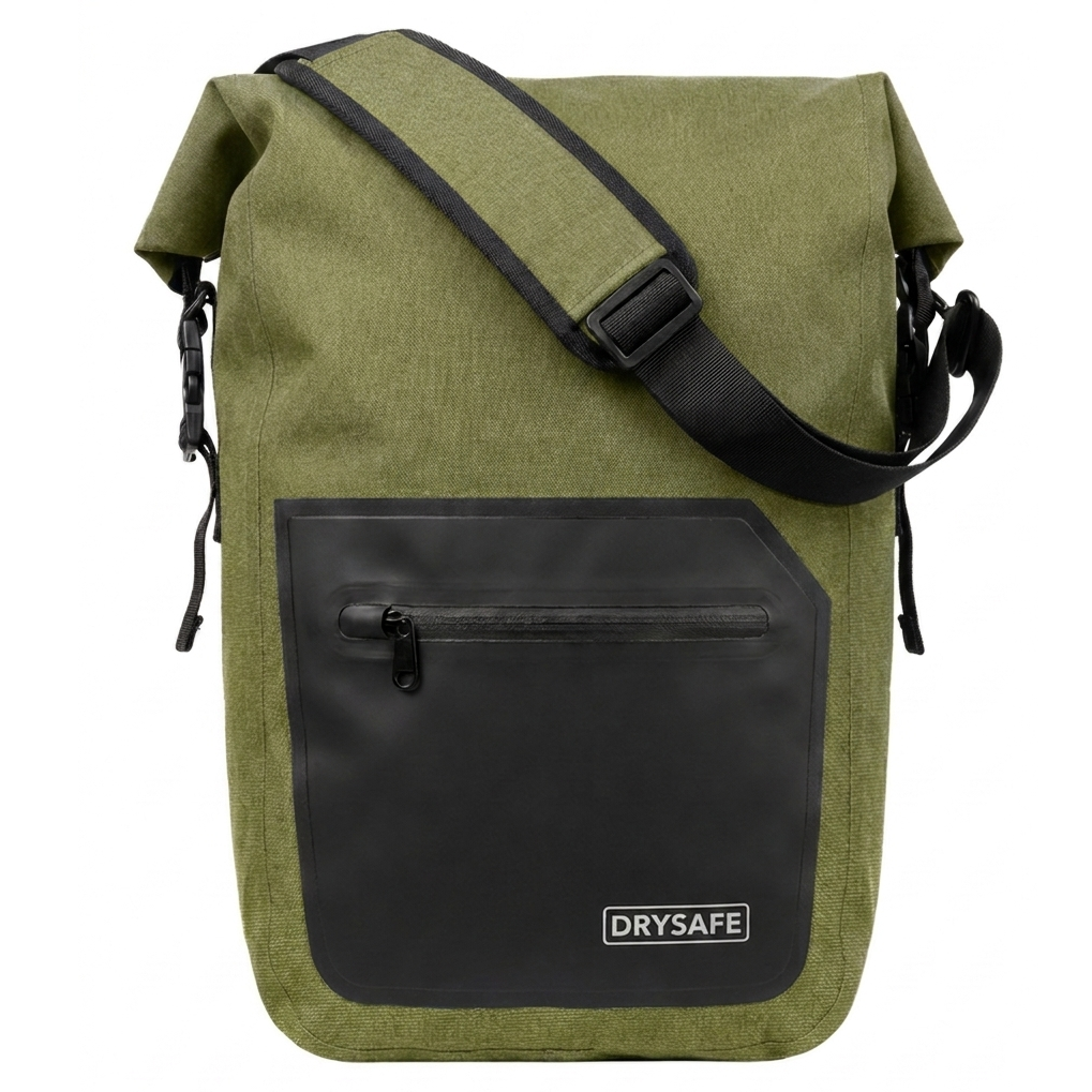 Alforja Bicicleta Outdoor 25 Lts Impermeable DRYSAFE Verde Oliva